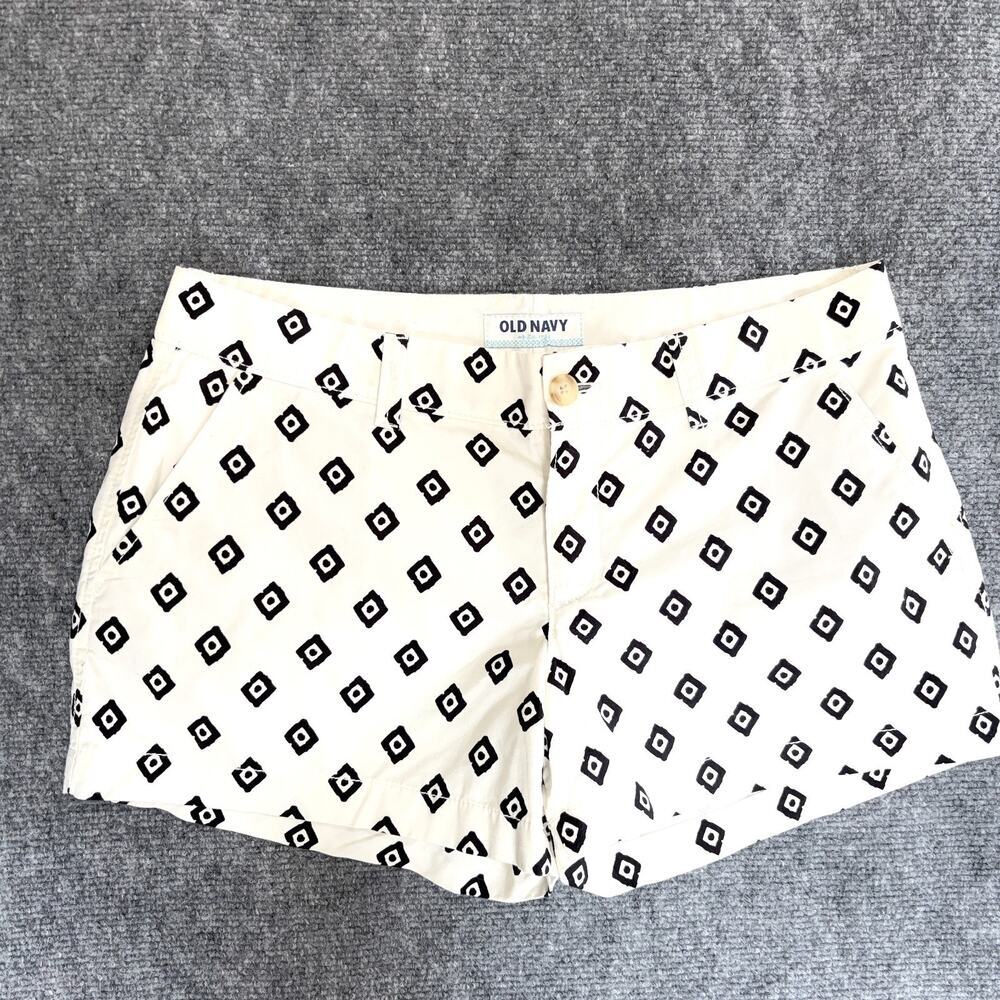 Cotton White Black Shorts Womens Small 4 6 Geometric Print Summer Old Navy